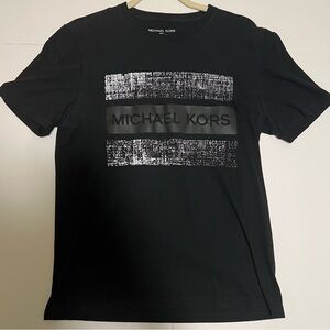 Michael Kors Men's Small Graphic T Shirt Cotton Crew Neck Geometric Black White